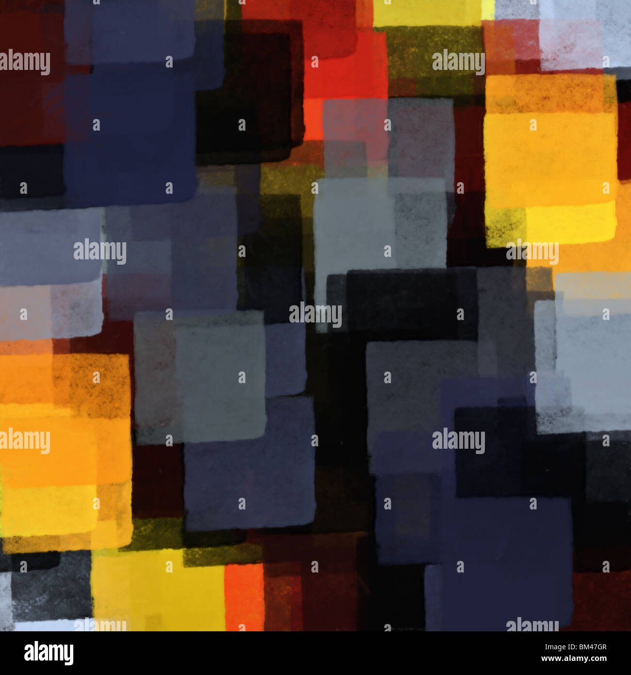 Rechteckige Formen und Farben, digitale Illustration. Abstrakte Farbe Hintergrund. Stockfoto