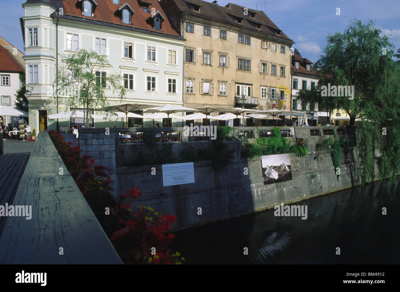 Ljubljana, Slowenien, Juni 2009 - Ljubljanica Flusses. Stockfoto