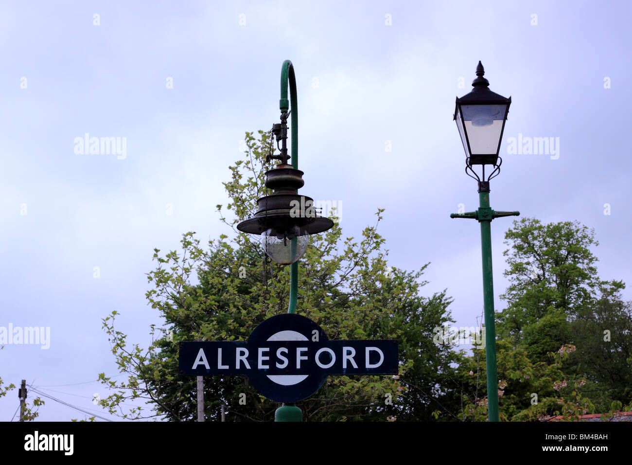 Alresford Bahnhof Zeichen Stockfoto