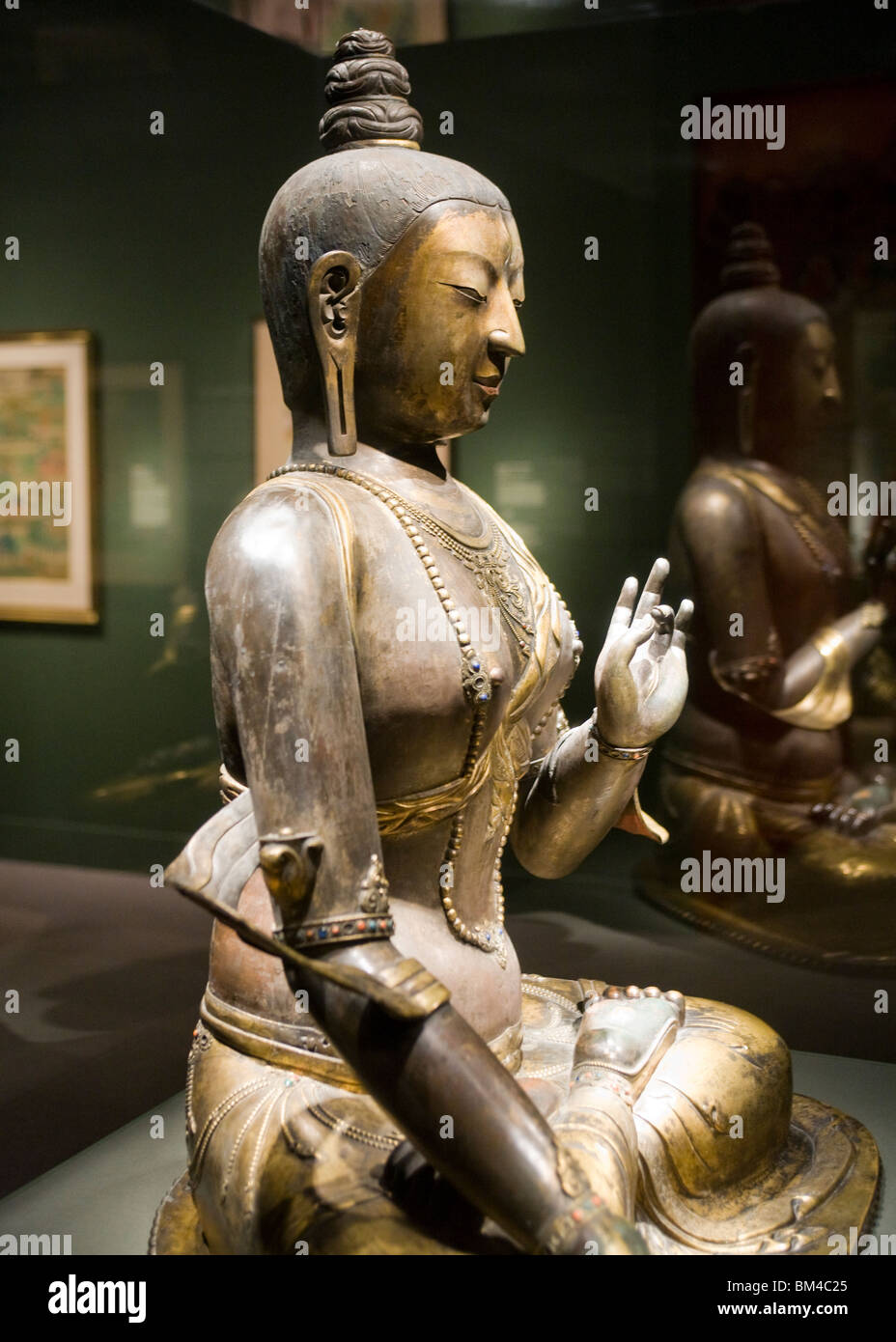 Weiße Tara Statue - Mongolei Dolonnor Stil - vergoldete bronze Stockfoto