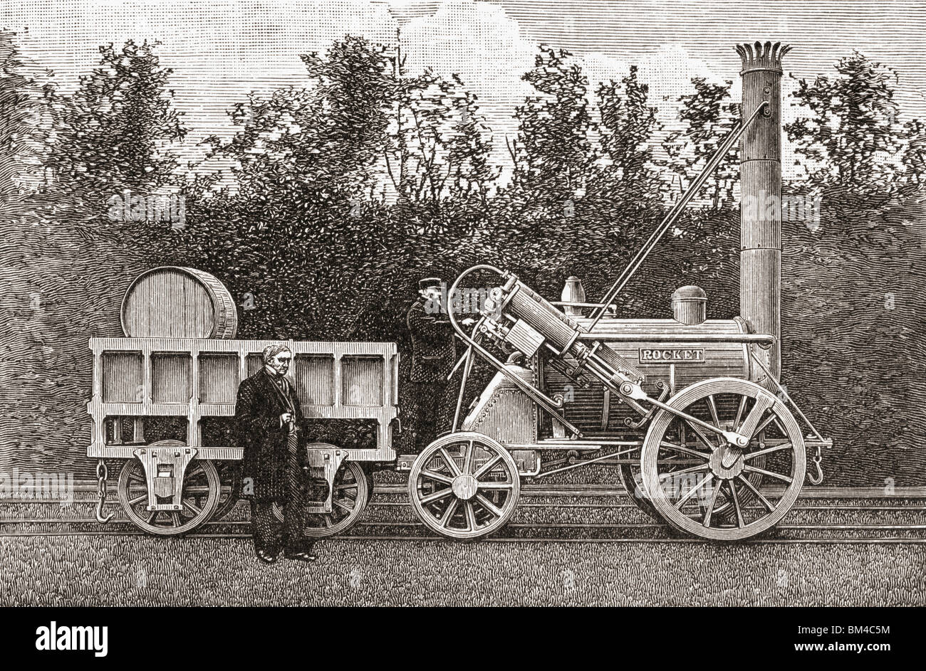 George Stephensons Dampflokomotive The Rocket 1829. Stockfoto