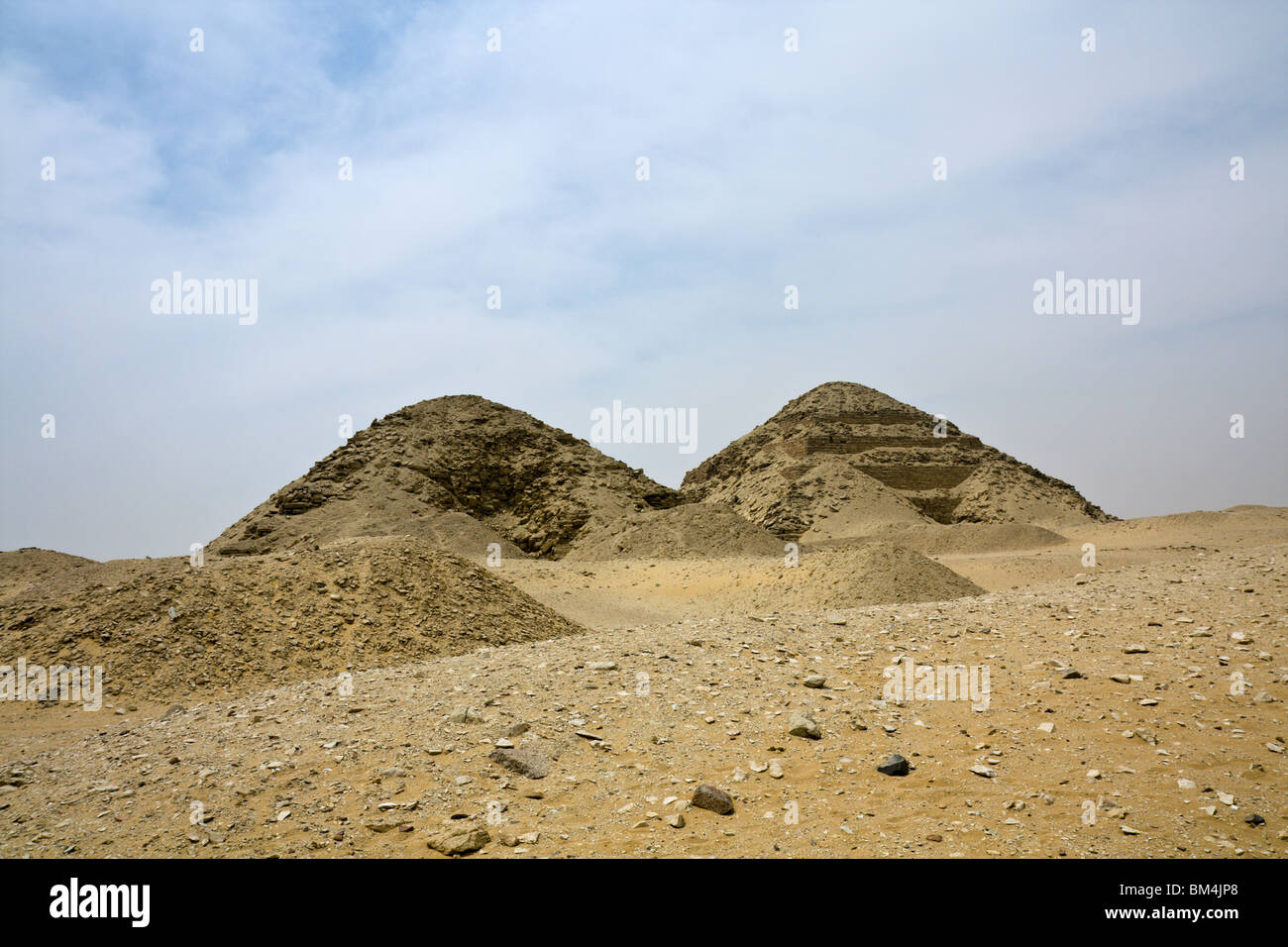 Pyramiden von Niuserre und Neferirkare, Abusir, Ägypten Stockfoto