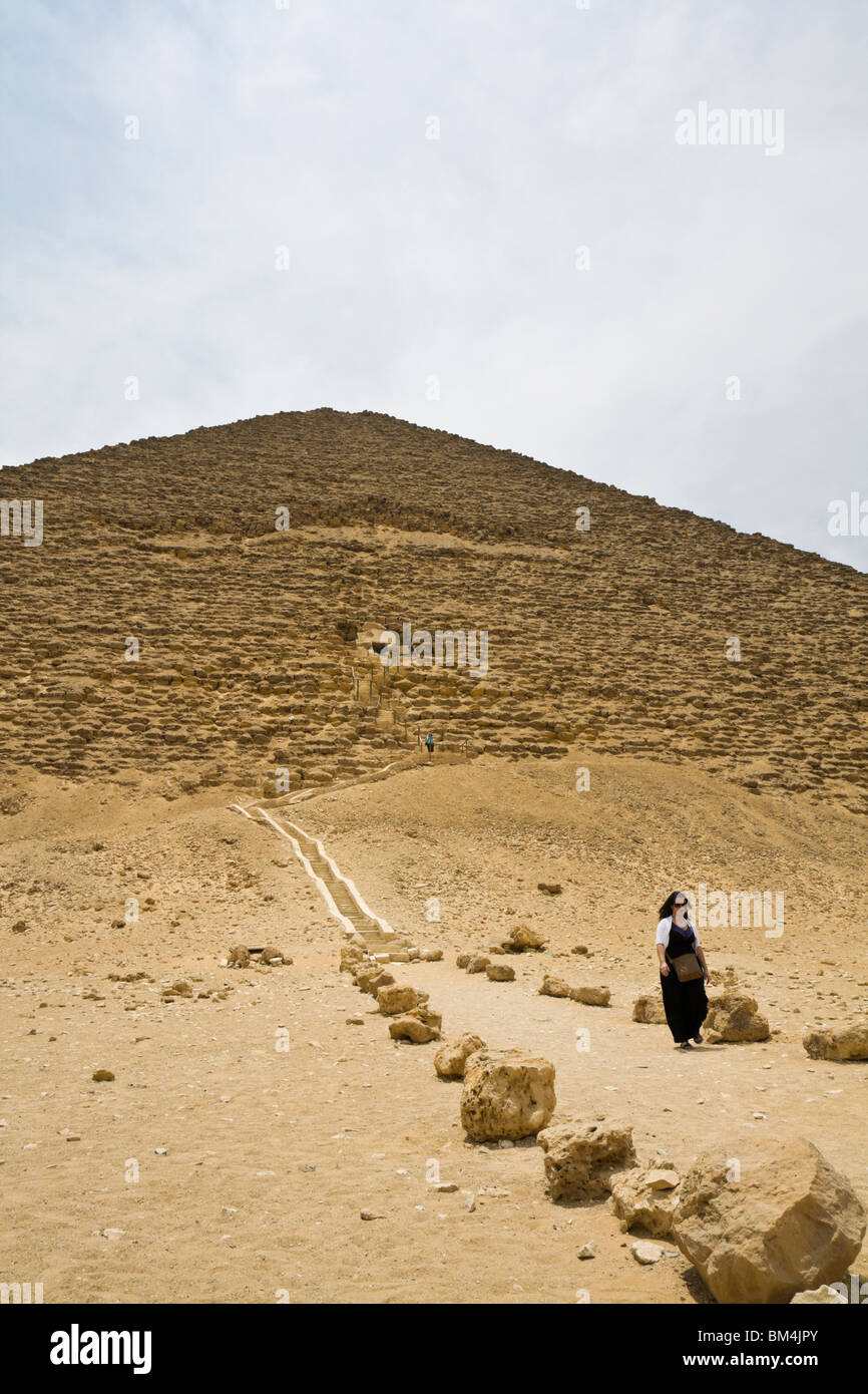 Eingang der Roten Pyramide von Pharao Snowflakes, Dahshur, Ägypten Stockfoto