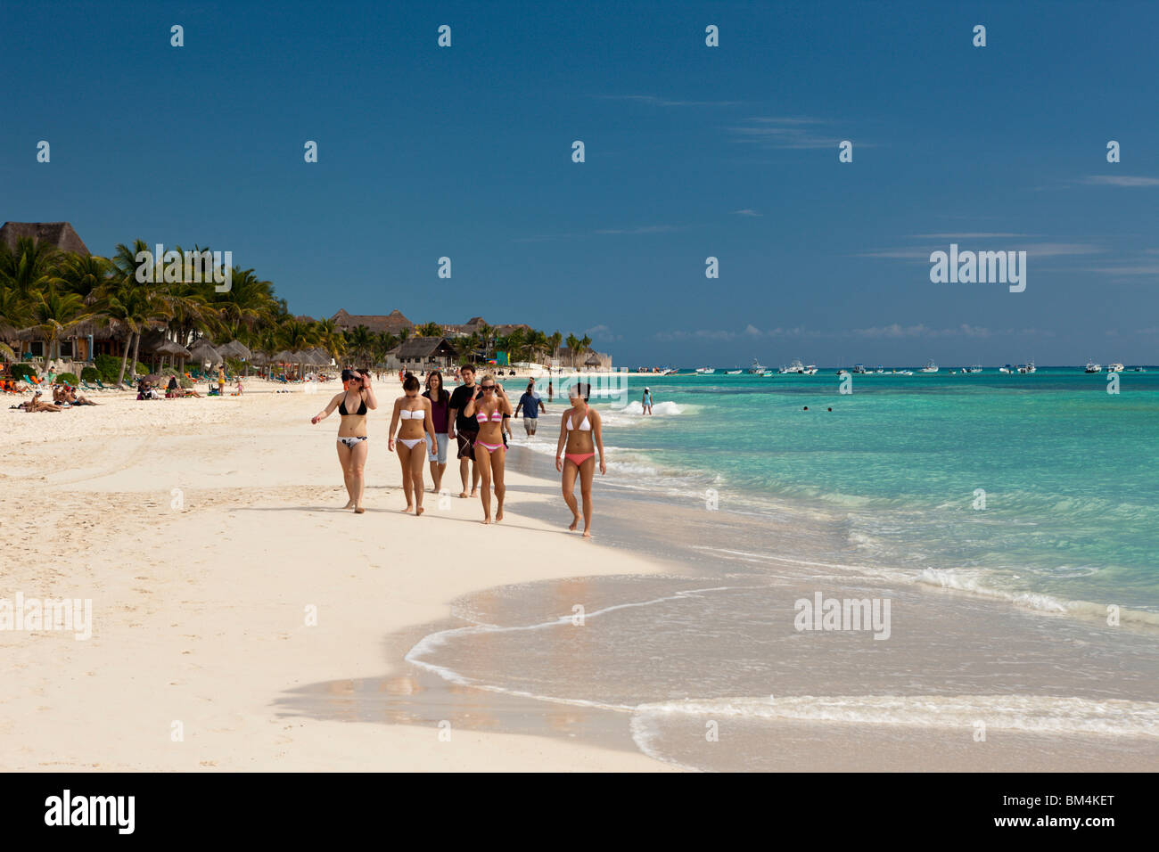 Strand Playa del Carmen, Riviera Maya, Halbinsel Yucatan, Karibik, Mexiko Stockfoto