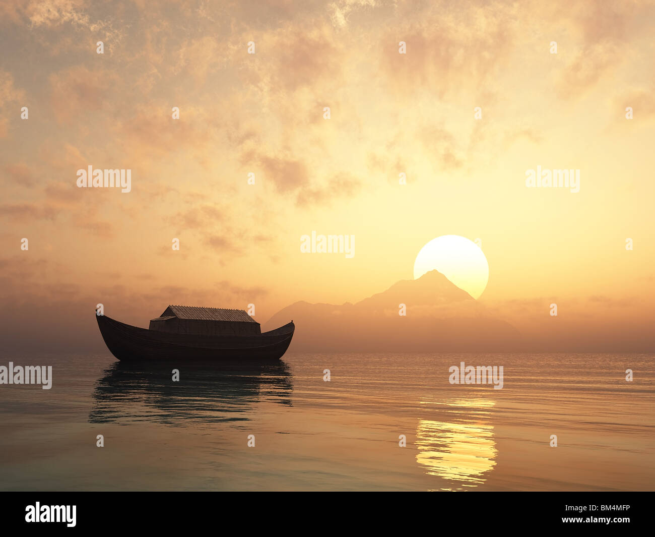Arche Noah an elementaren Flut Stockfoto
