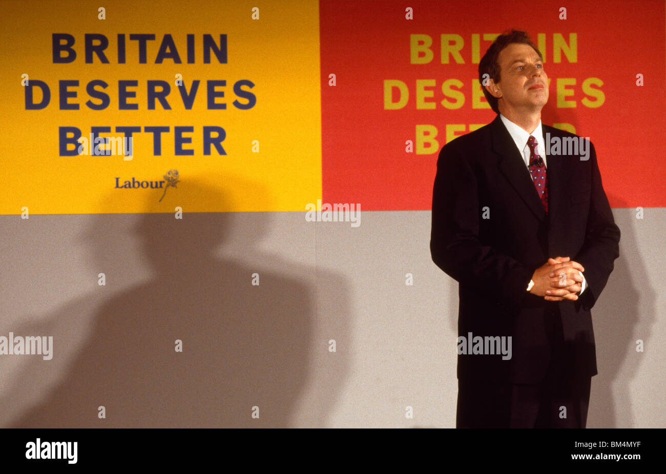 Tony Blair am Vorabend der allgemeine Wahl 1997. Stockfoto