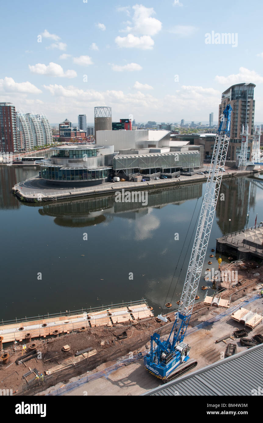 Bauarbeiten in Salford Quays, Greater Manchester, England. Stockfoto