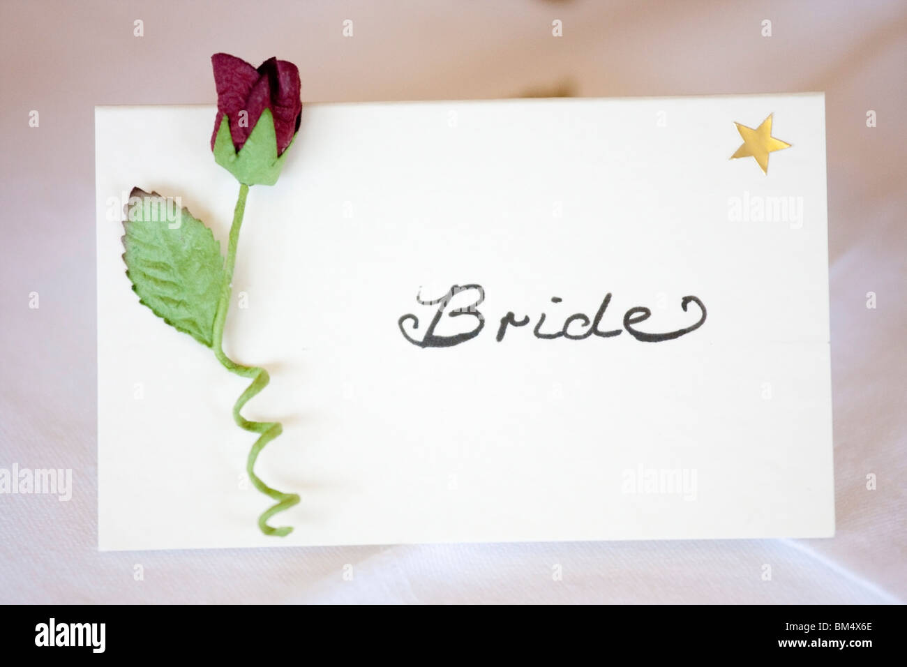 Braut-Tisch-Abzeichen Stockfoto