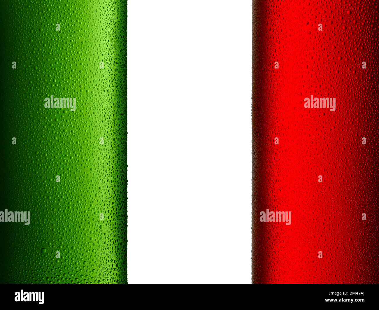 Italienische Flagge besteht aus zwei kalte Flaschen Stockfoto