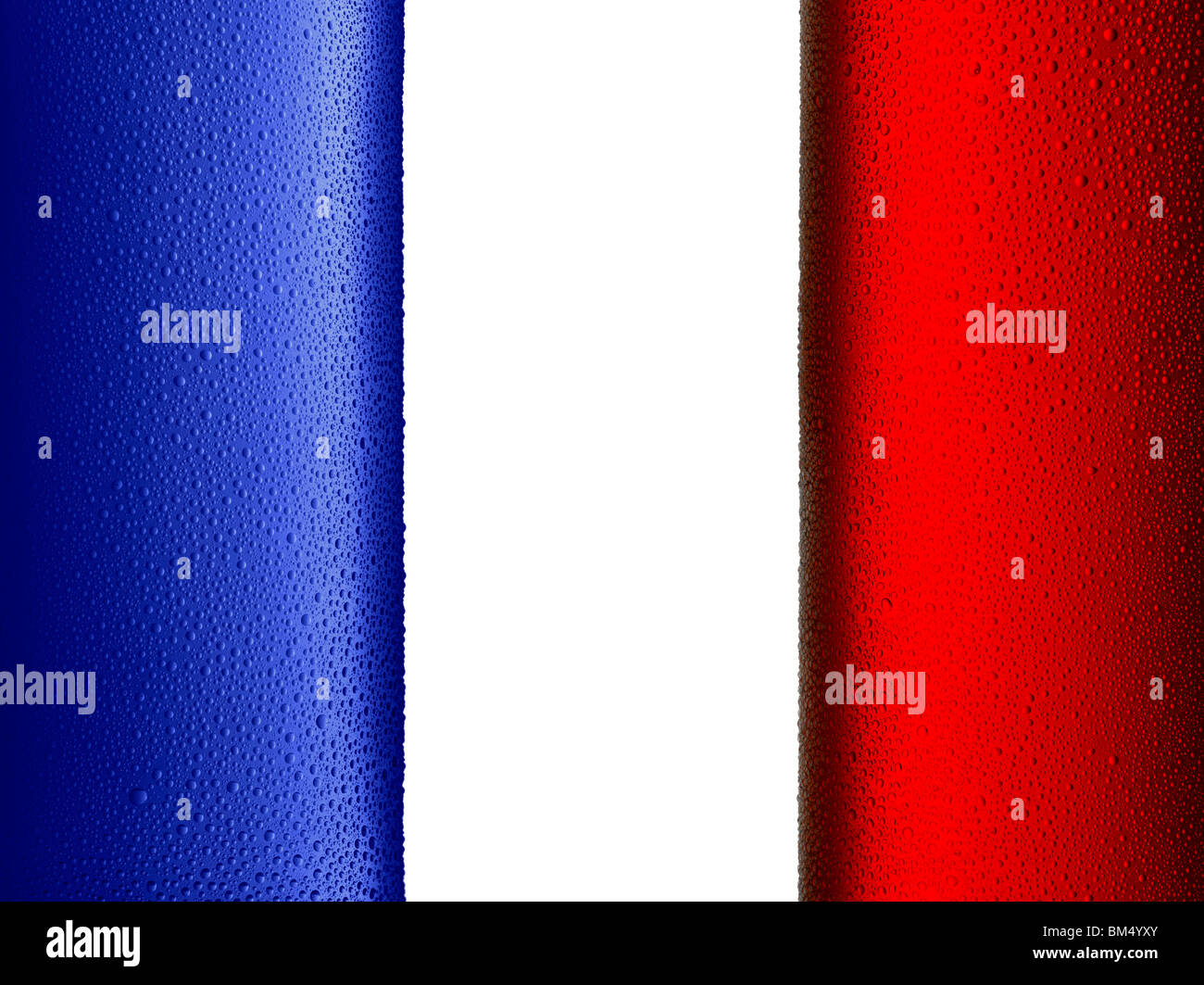 Eine französische Flagge besteht aus zwei kalte Flaschen Stockfoto