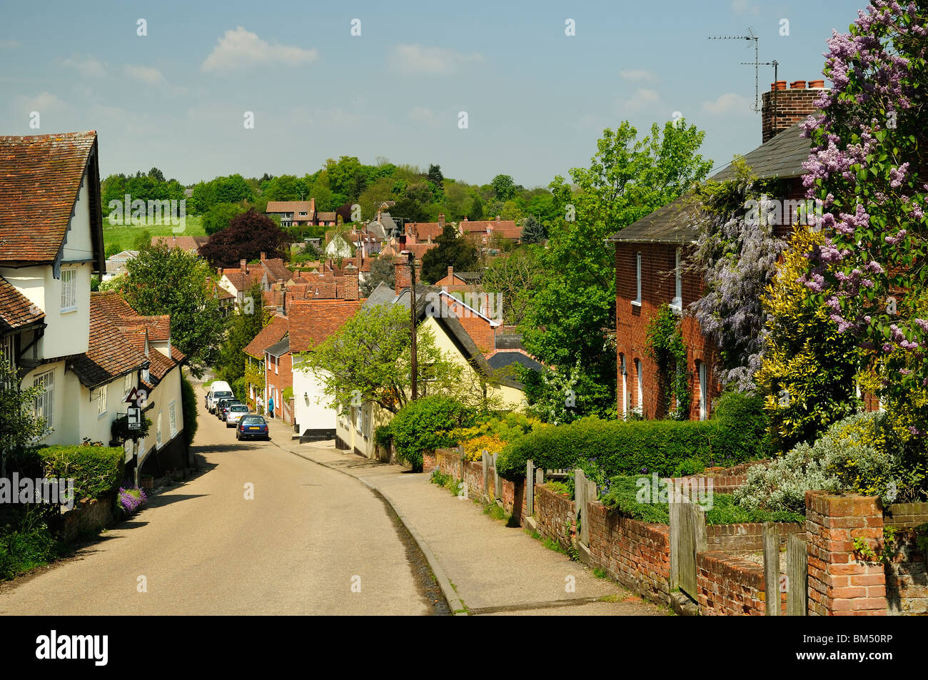 Die Hauptstraße in der englischen Dorf Kersey, Suffolk, England Stockfoto