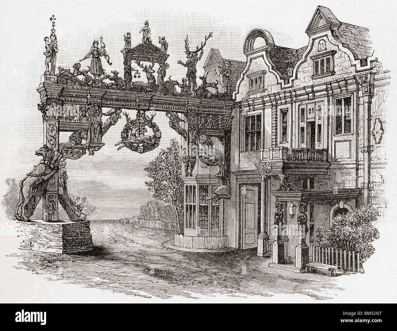 Das White Hart Inn, Scole, Norfolk, England, im 17. Jahrhundert Stockfoto