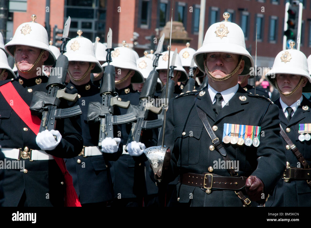 Royal Marine Commandos paradieren durch Liverpool Stockfoto