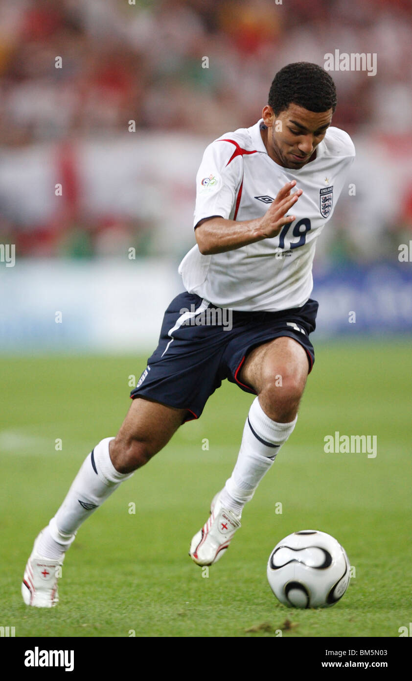 Aaron Lennon von England in Aktion während einer Fußball-Weltmeisterschaft Viertelfinale Spiel gegen Portugal 1. Juli 2006. Stockfoto