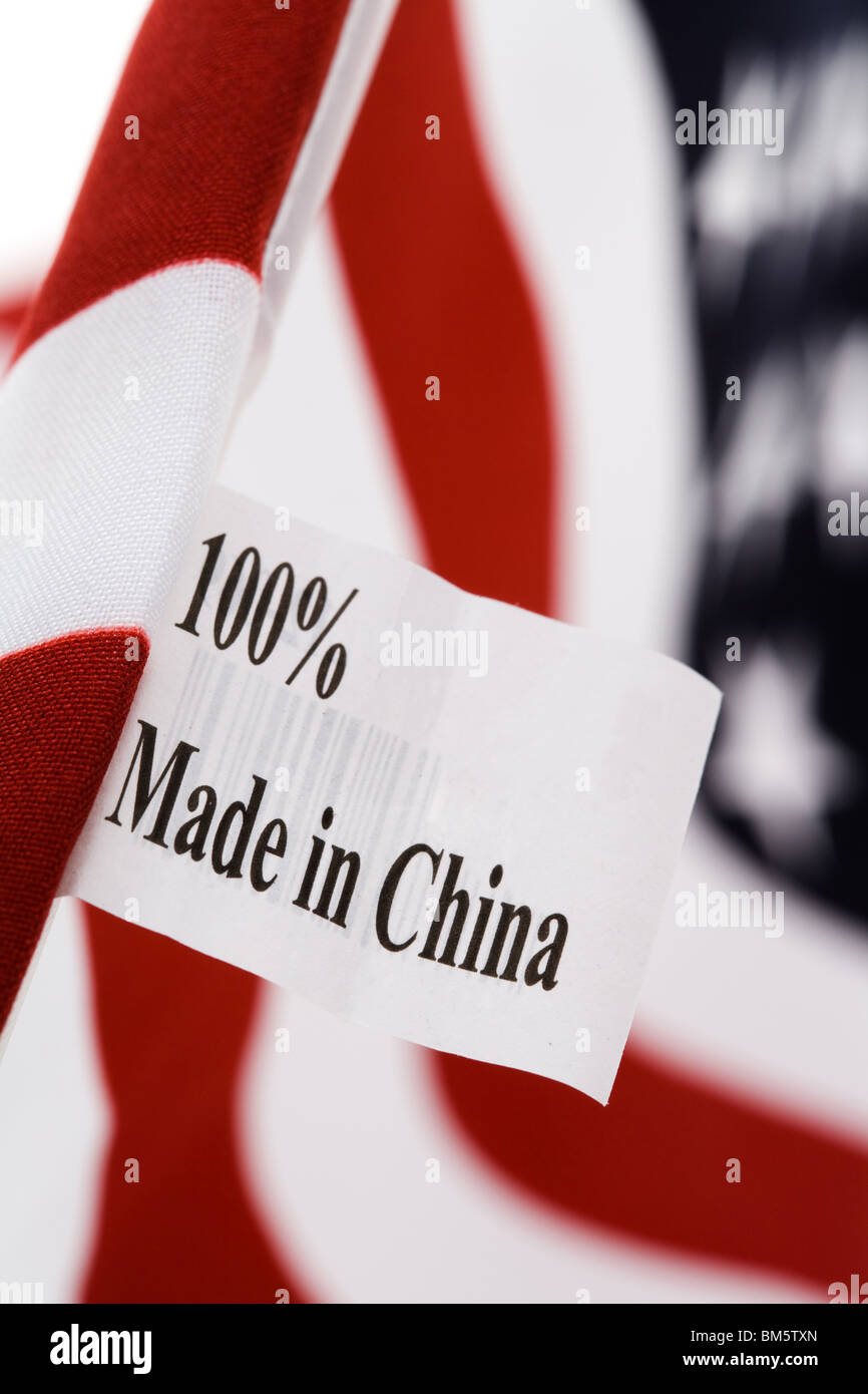 USA-Flagge, die in China hergestellt Stockfoto