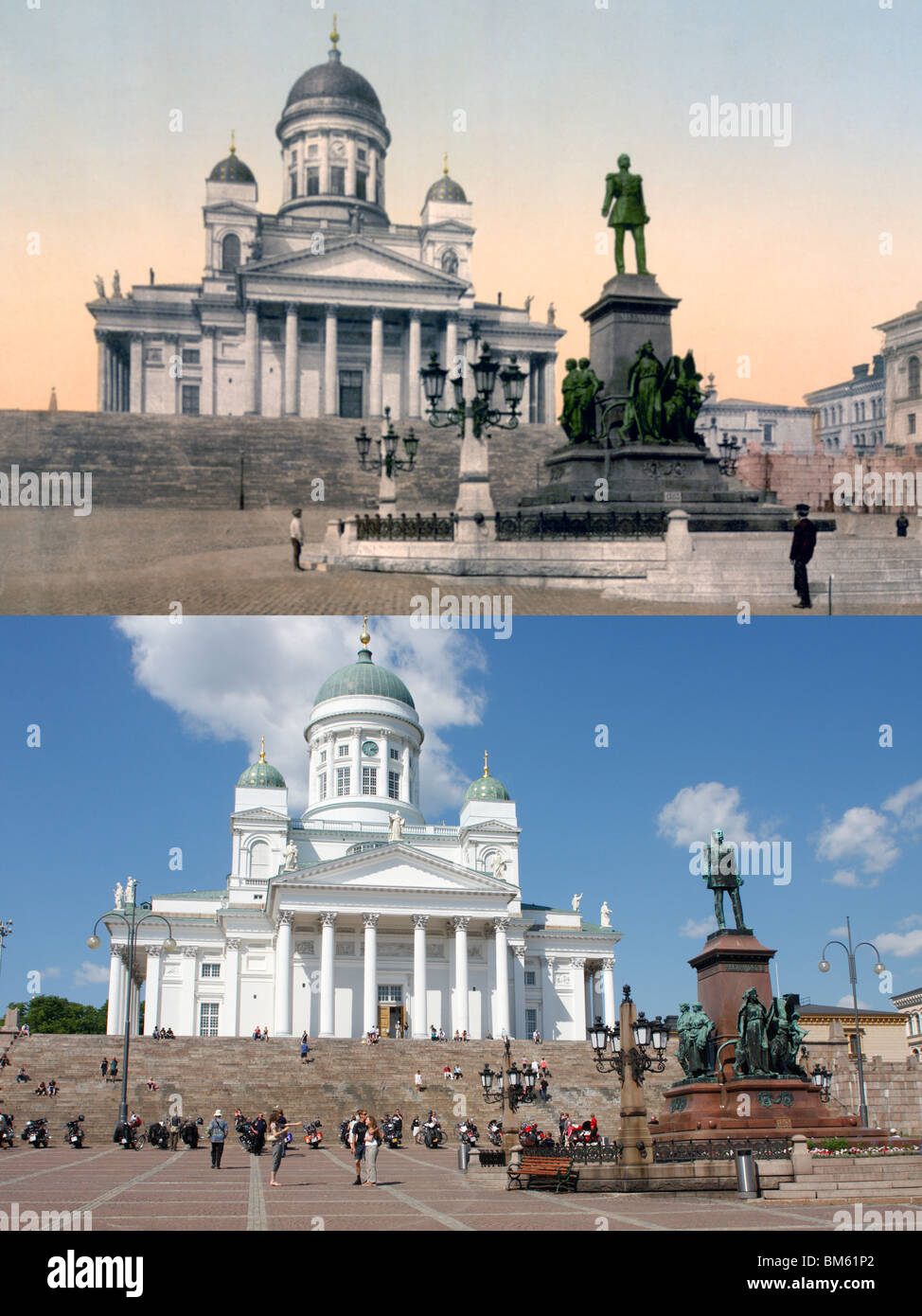 Senatsplatz, Helsinki, Finnland, um 1890 und im Jahr 2009 Stockfoto