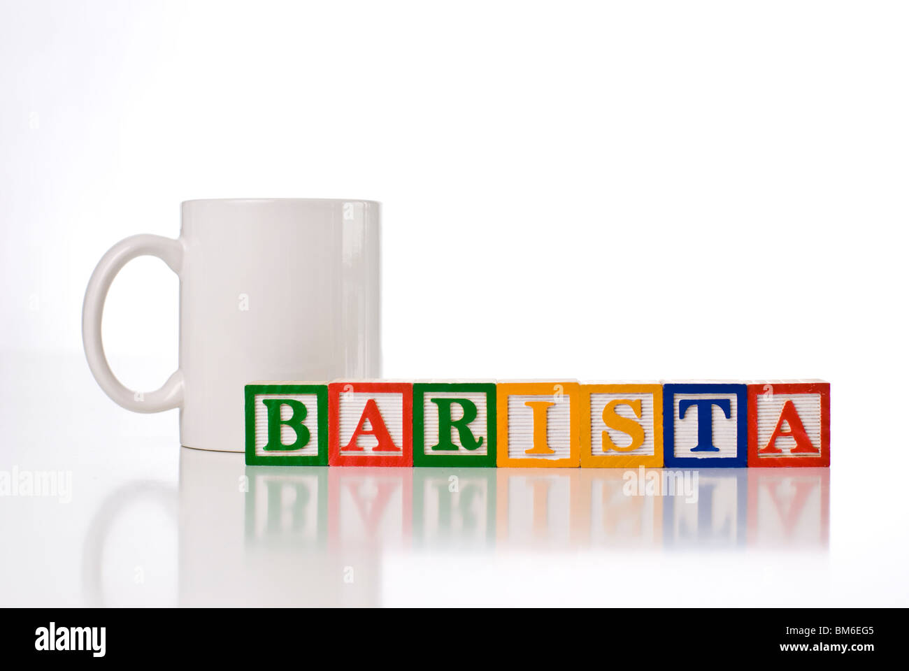 Bunte Kinder-Blöcke, die Schreibweise des Wortes BARISTA Stockfoto
