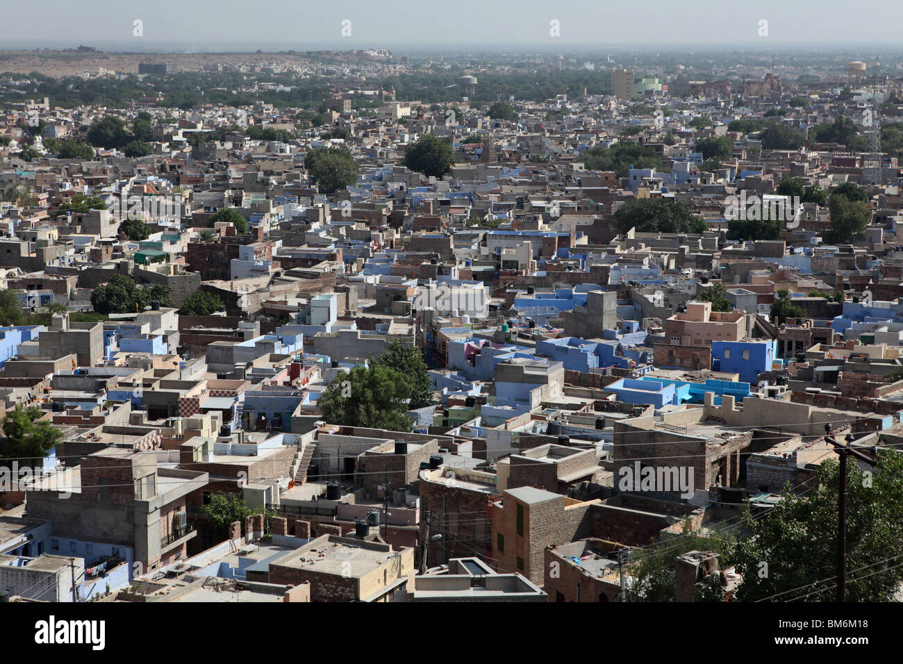 Weiten Blick über Jodhpur, bekannt als die blaue Stadt in Rajasthan, Indien. Stockfoto