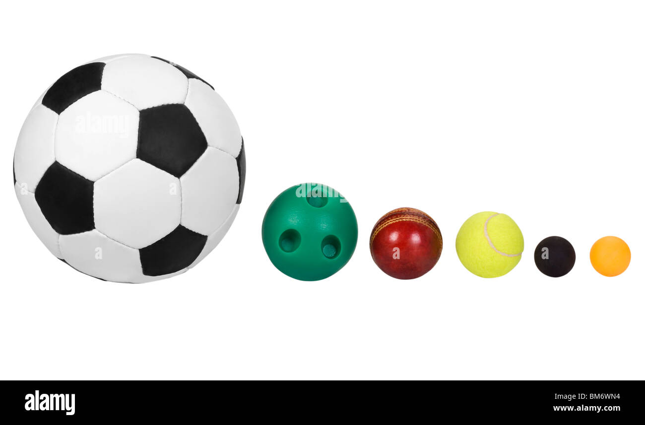 Kugeln in absteigender Reihenfolge angeordnet Stockfoto