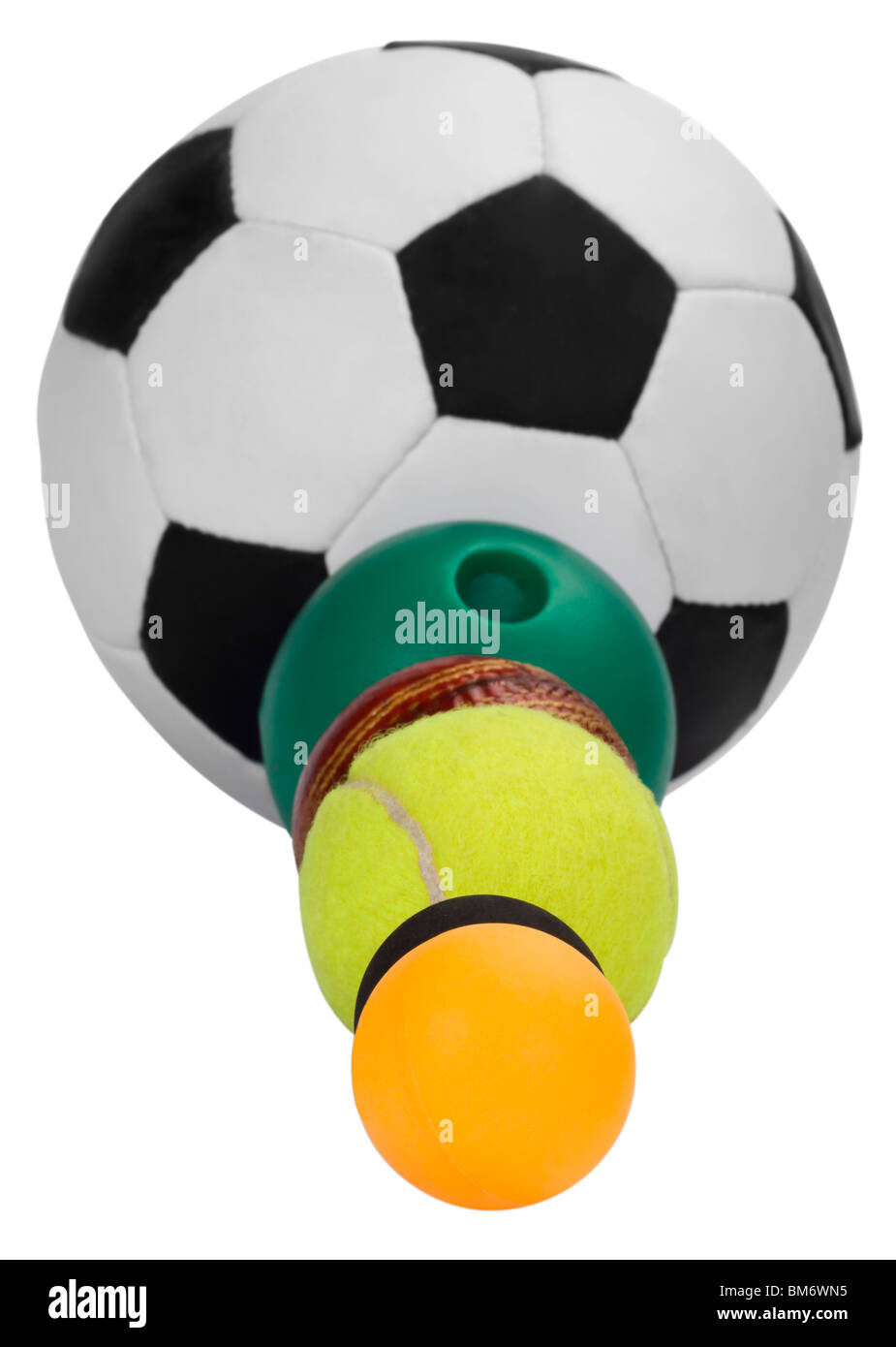 Kugeln in absteigender Reihenfolge angeordnet Stockfoto