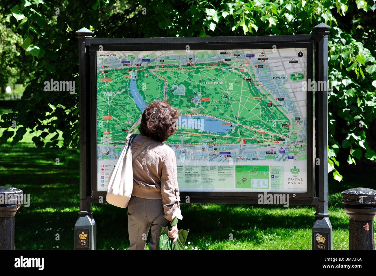 Plan of Park, Hyde Park, City of Westminster, Greater London, England, Vereinigtes Königreich Stockfoto