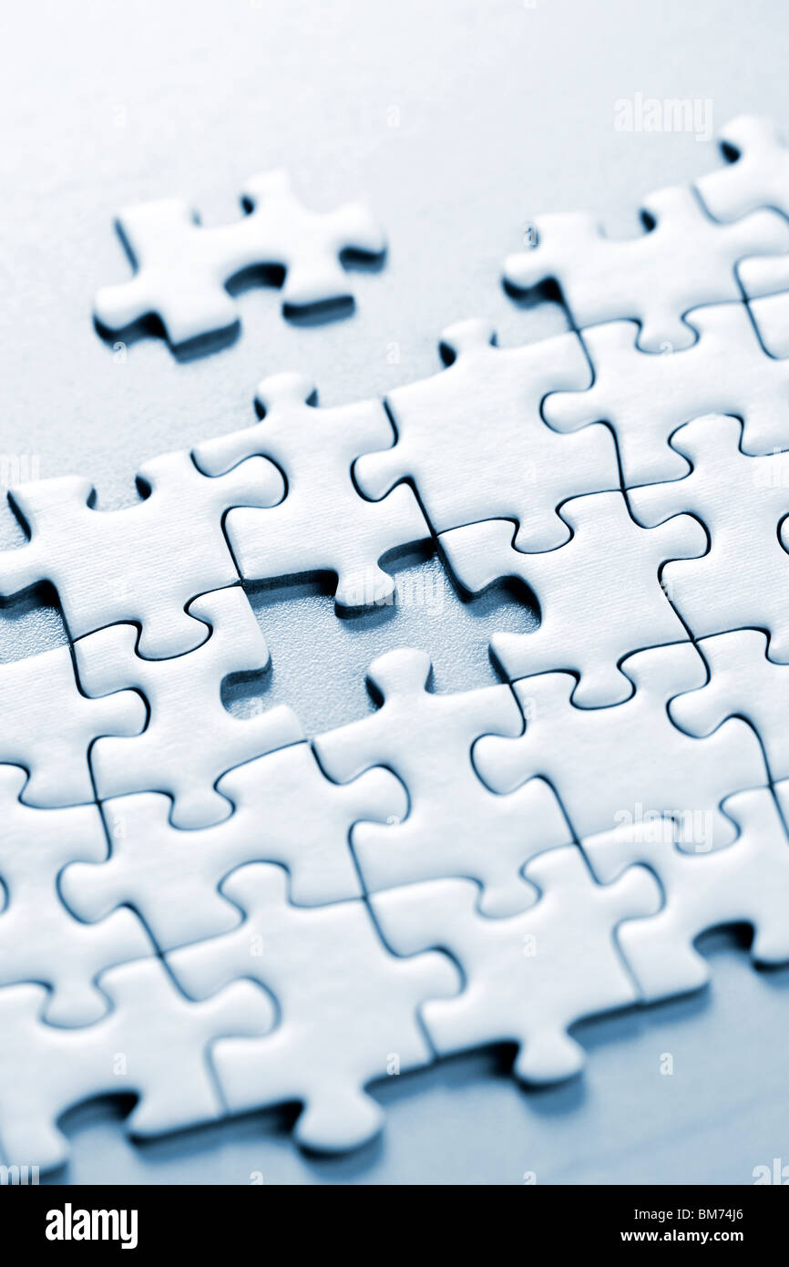 Jigsaw Puzzle zusammengebaut mit ein Stück fehlt Stockfoto