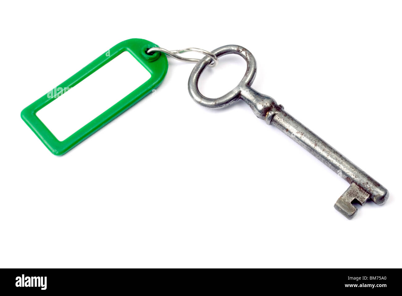 Leere Tags und Schlüssel in isolierten weiß Stockfoto