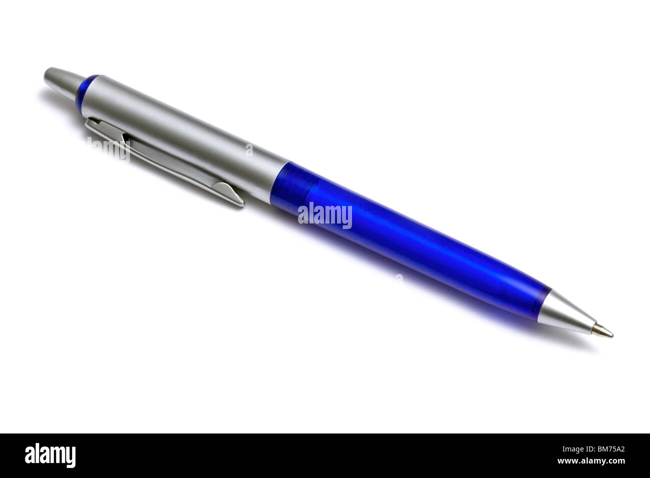 Blaue Kugelschreiber, Isolated On White Stockfoto