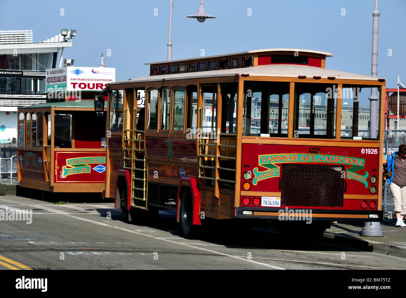 Straßenbahn an der Fishermans Wharf, San Francisco, Kalifornien, USA. Stockfoto