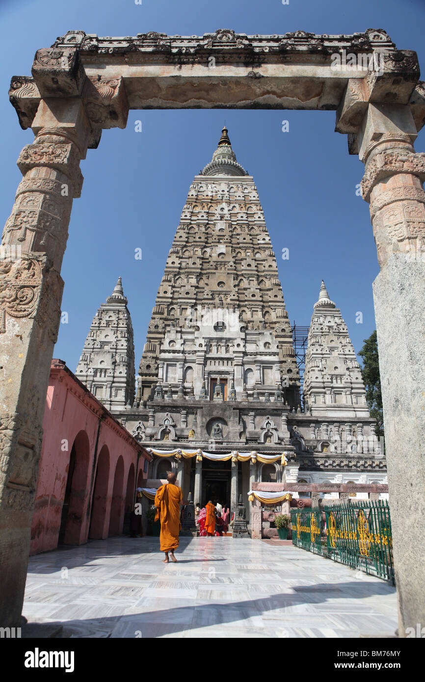 Der Mahabodhi-Tempel, der buddhistische Tempel wo Buddha erlangte Erleuchtung in Bodh Gaya oder Bodhgaya in Indien. Stockfoto