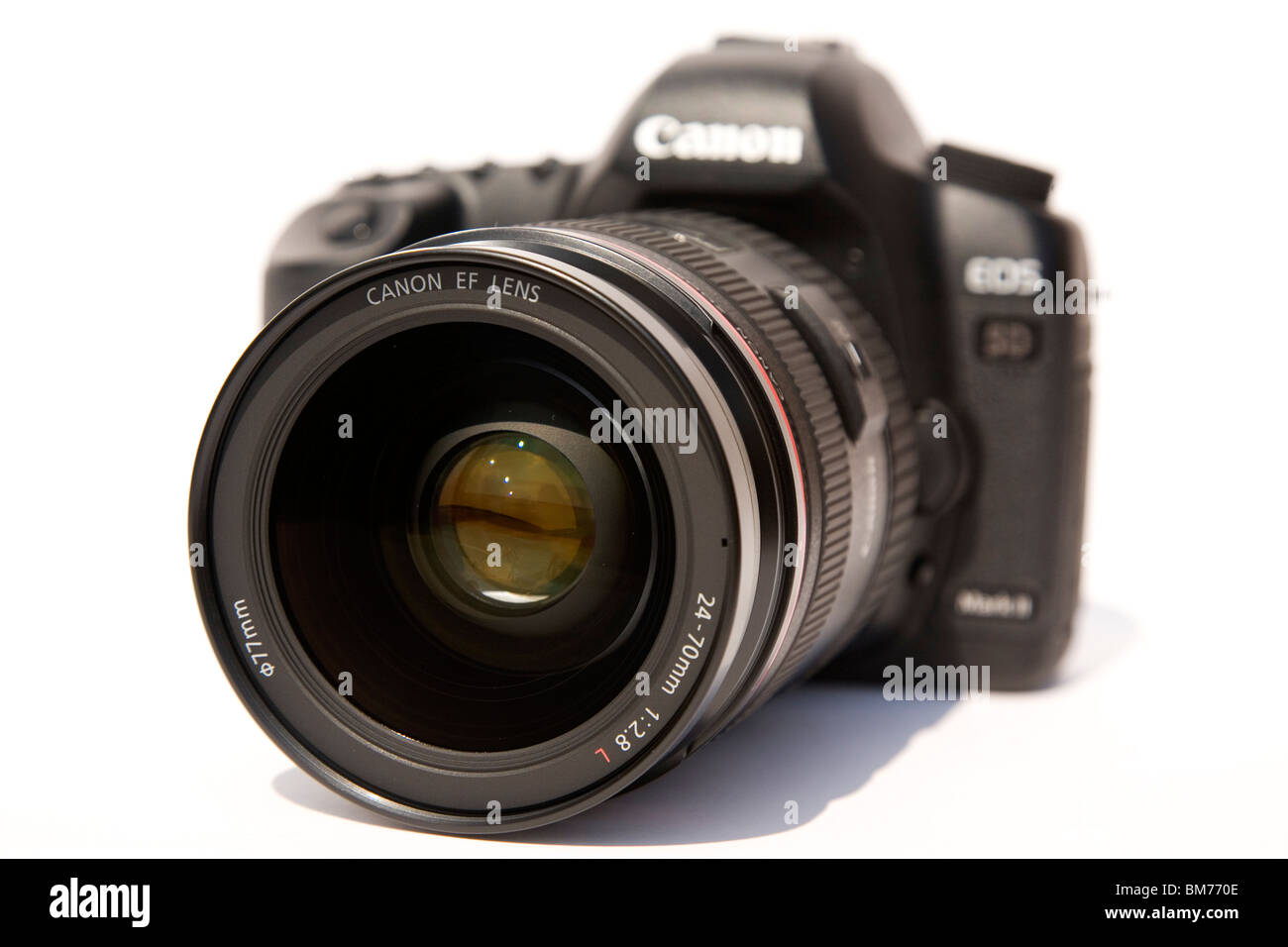 Eine Canon 5D Mark II Digitalkamera mit einem 24-70 L Serie f2, 8 Objektiv. Stockfoto
