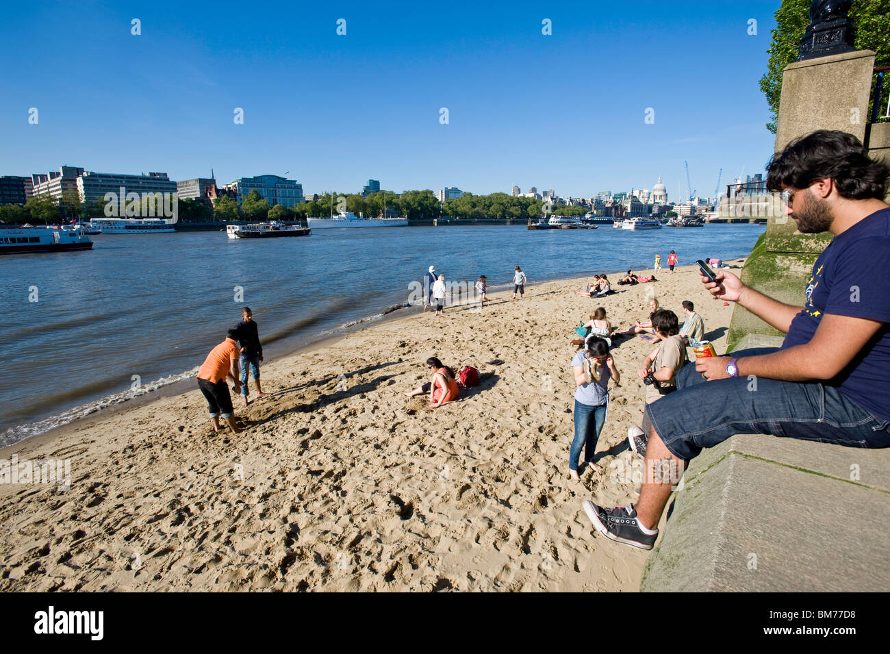 Sandstrand von Southbank, London, Vereinigtes Königreich Stockfoto