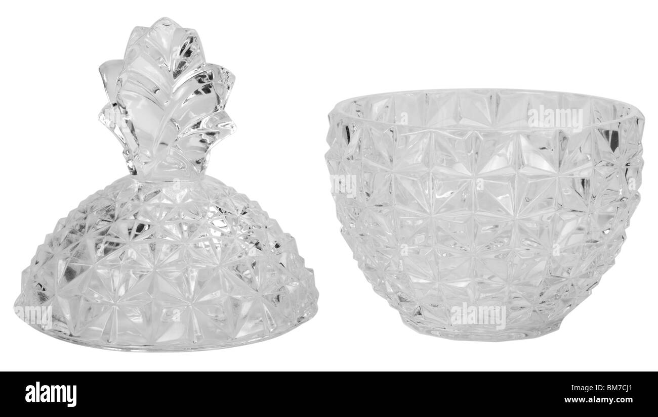 Nahaufnahme einer Ananas geformten Kristall Schale mit Deckel Stockfoto