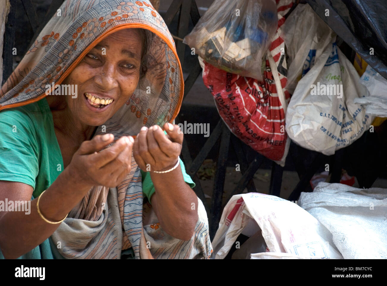 Frau Bettler Sudder street Kalkutta Indien Stockfoto