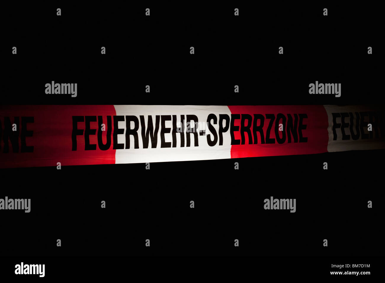 Detail der Feuerwehr Cordon Band Stockfoto