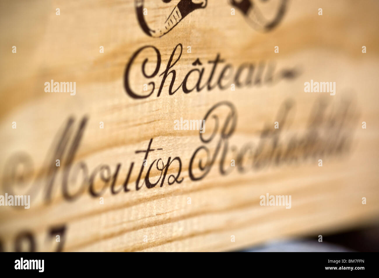 Chateau Mouton Rothschild Wein-Box Stockfoto