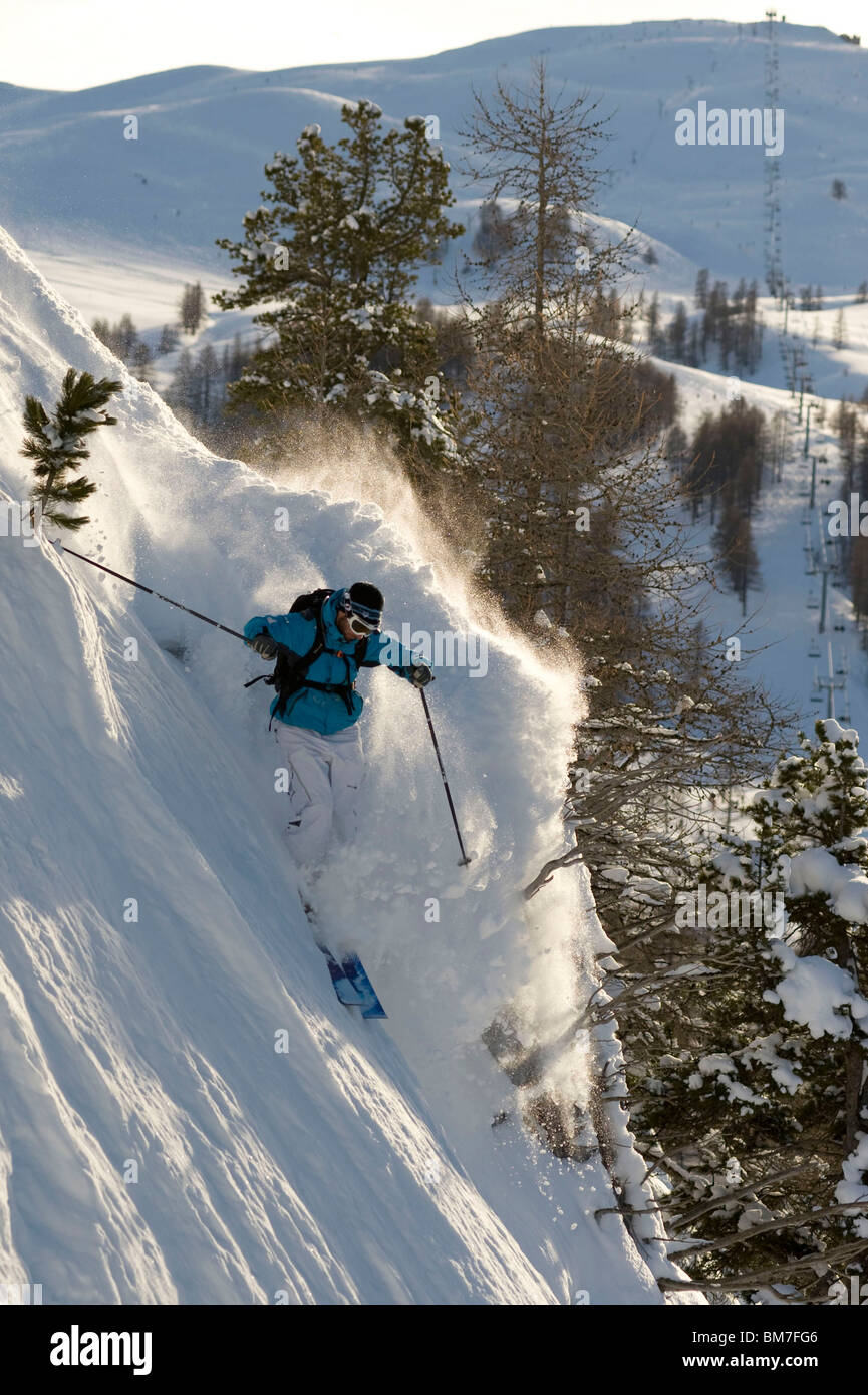 Montgenèvre (05): Skifahrer Stockfoto