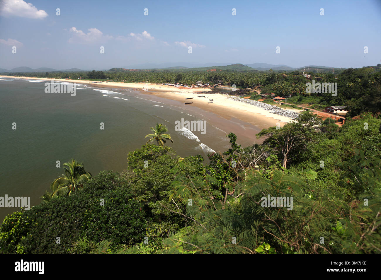 Kudle Strand, beliebt bei Rucksacktouristen, südlich von Gokarna Stadt, Karnataka in Indien Stockfoto