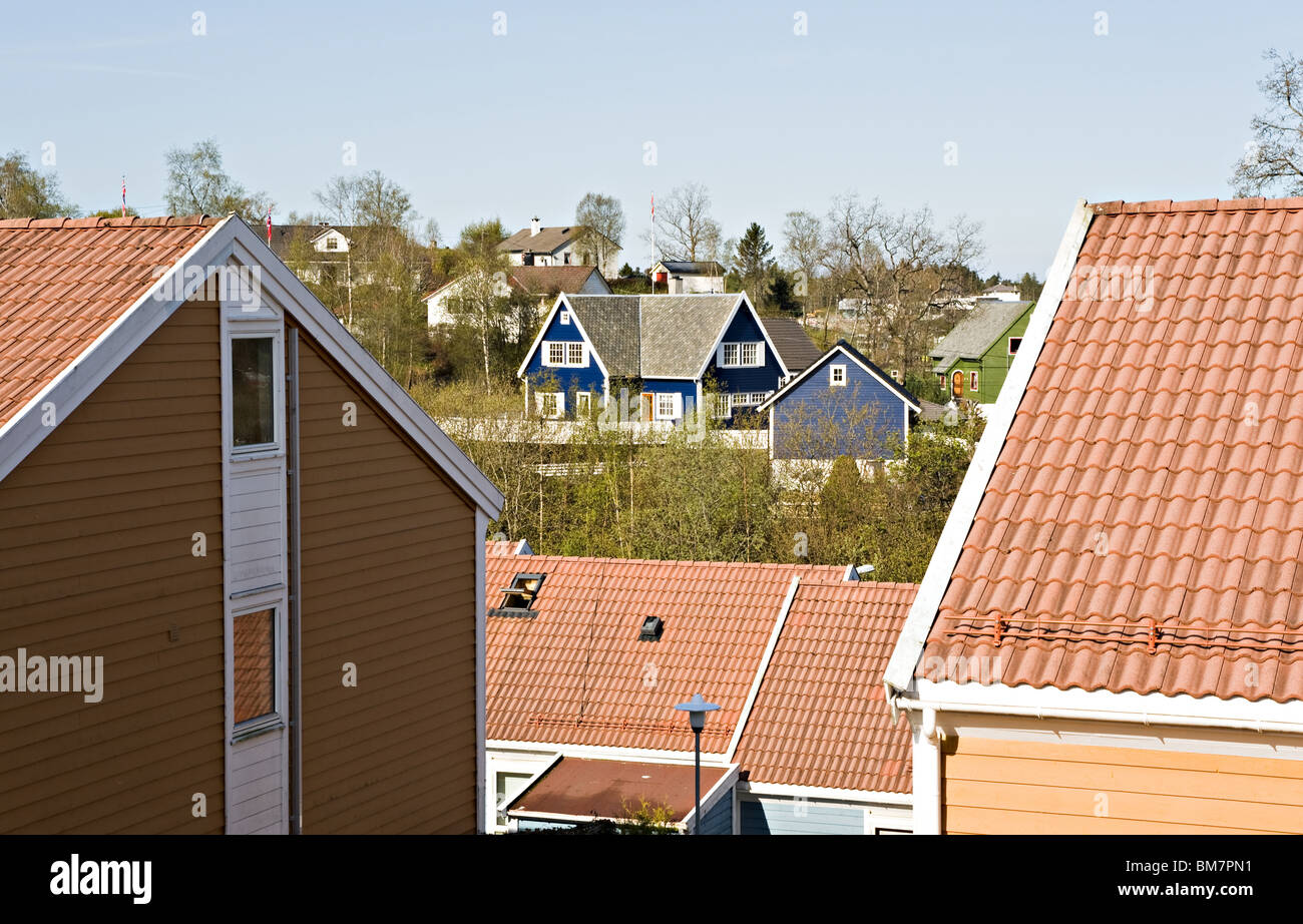 Moderne norwegische Häuser in Fana Bergen Norwegen Stockfoto