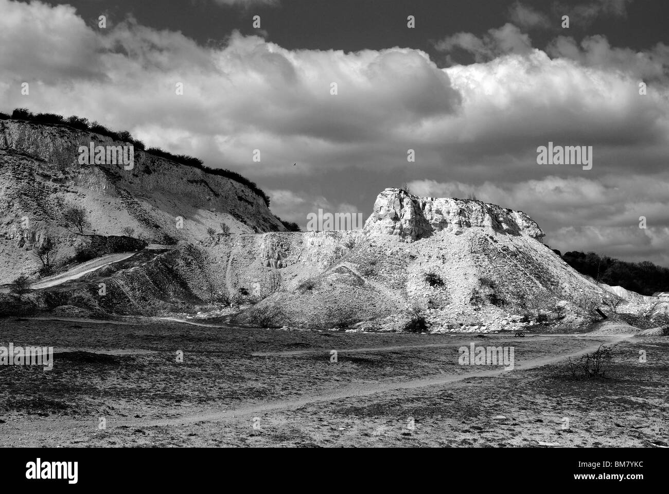 Verlassene Kalksteinbruch in Bedfordshire Stockfoto