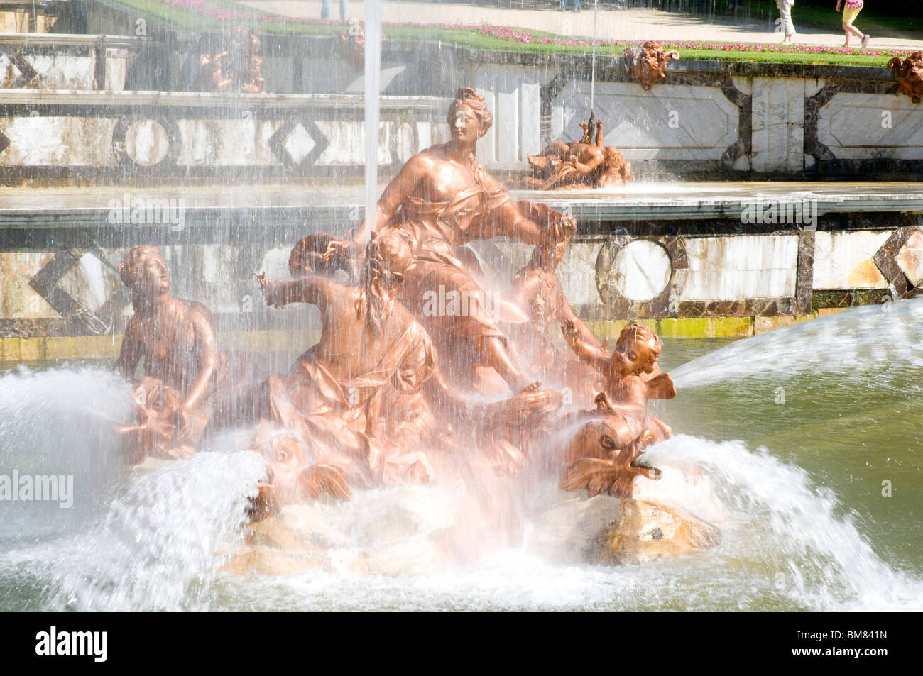 Cascada Nueva Brunnen. La Granja de San Ildefonso, Provinz Segovia, Kastilien-León, Spanien. Stockfoto