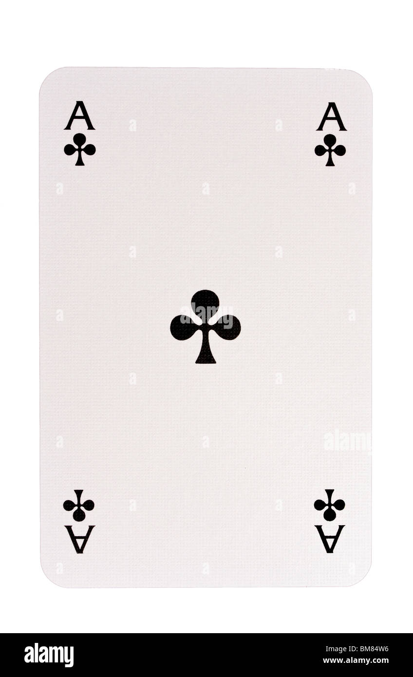 Ace of Clubs auf weißem Hintergrund. Stockfoto