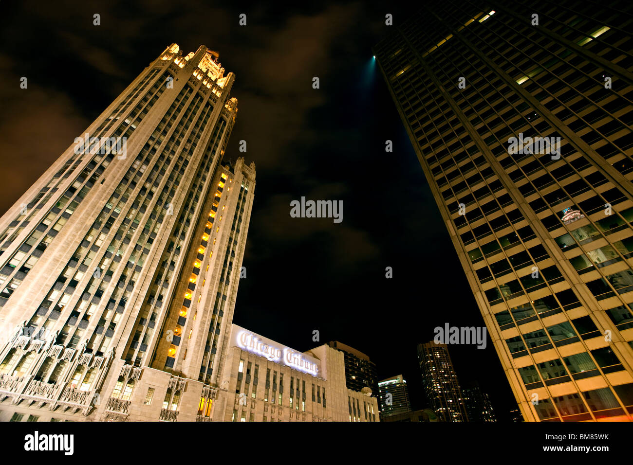 Chicago Downtown Nacht Fotografie Wrigley Stadtplatz Stockfoto