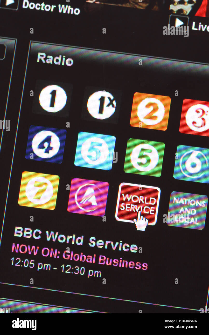 BBC iPlayer Online-Internet-TV und Radio spielt service Stockfoto