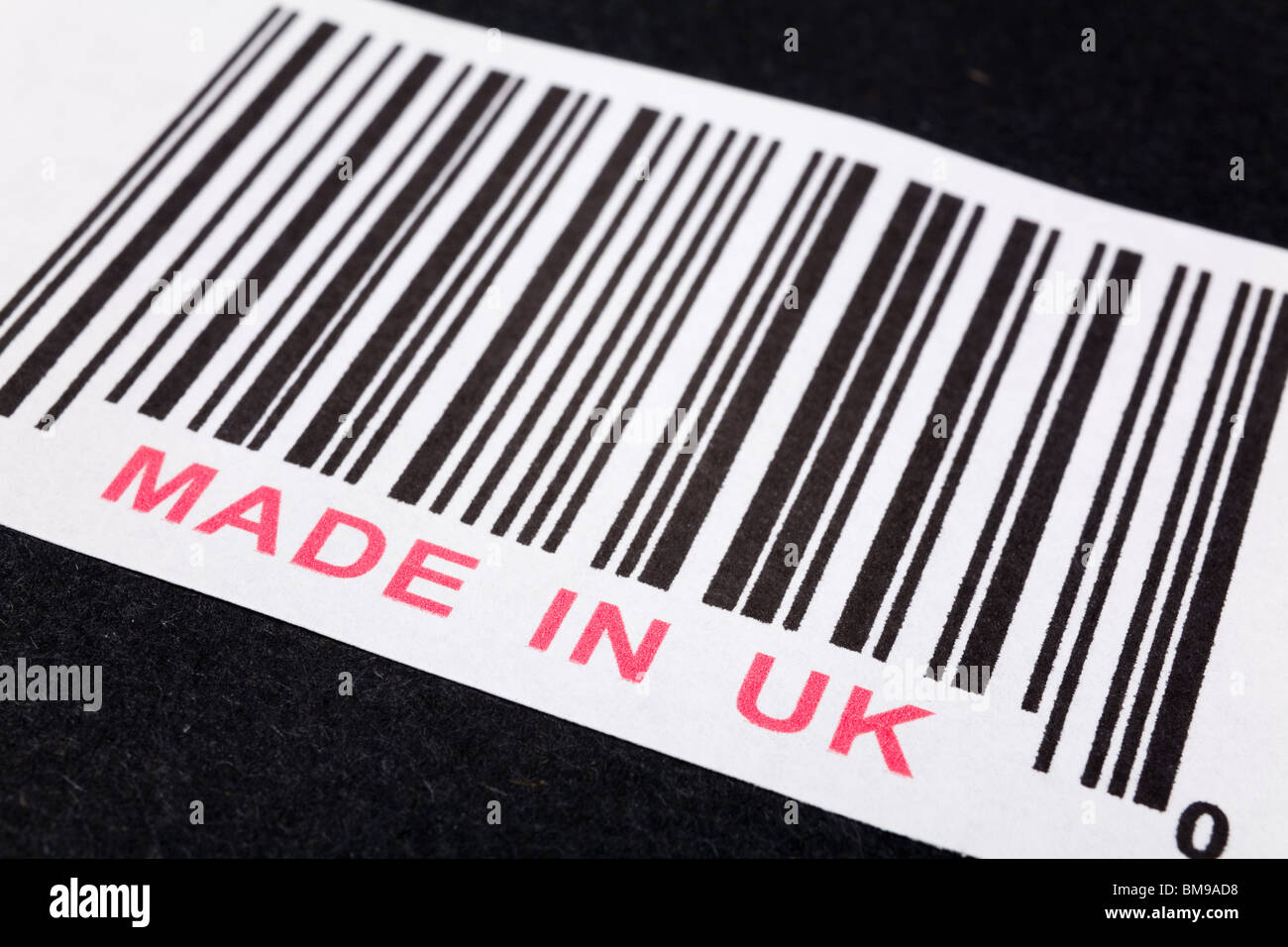 Made in UK und Barcode, Business-Konzept Stockfoto