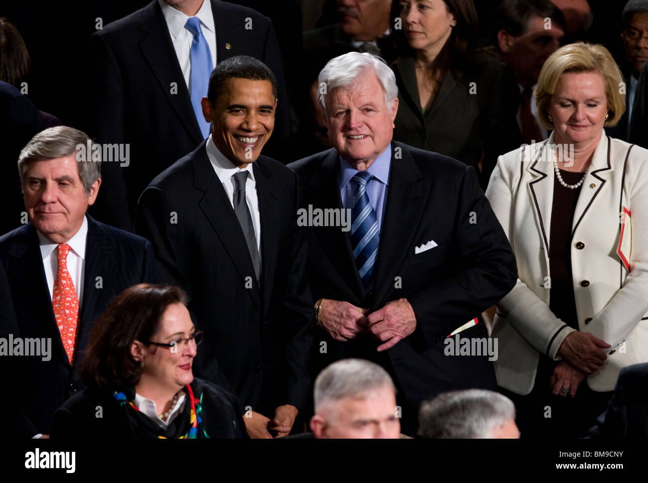 Präsidentschaftskandidat Barack Obama und Senator Ted Kennedy während der State Of The Union Rede. Stockfoto
