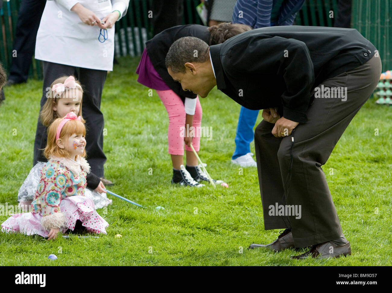 Präsident Barack Obama im Weißen Haus Easter Egg Roll. Stockfoto