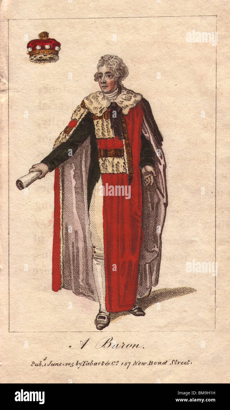 Der Baron in Krönung Roben mit zwei Reihen von Flecken auf jeder