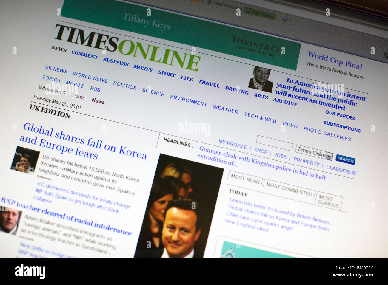 Times-Website zu starten, Gebühren für den Zugang Stockfoto