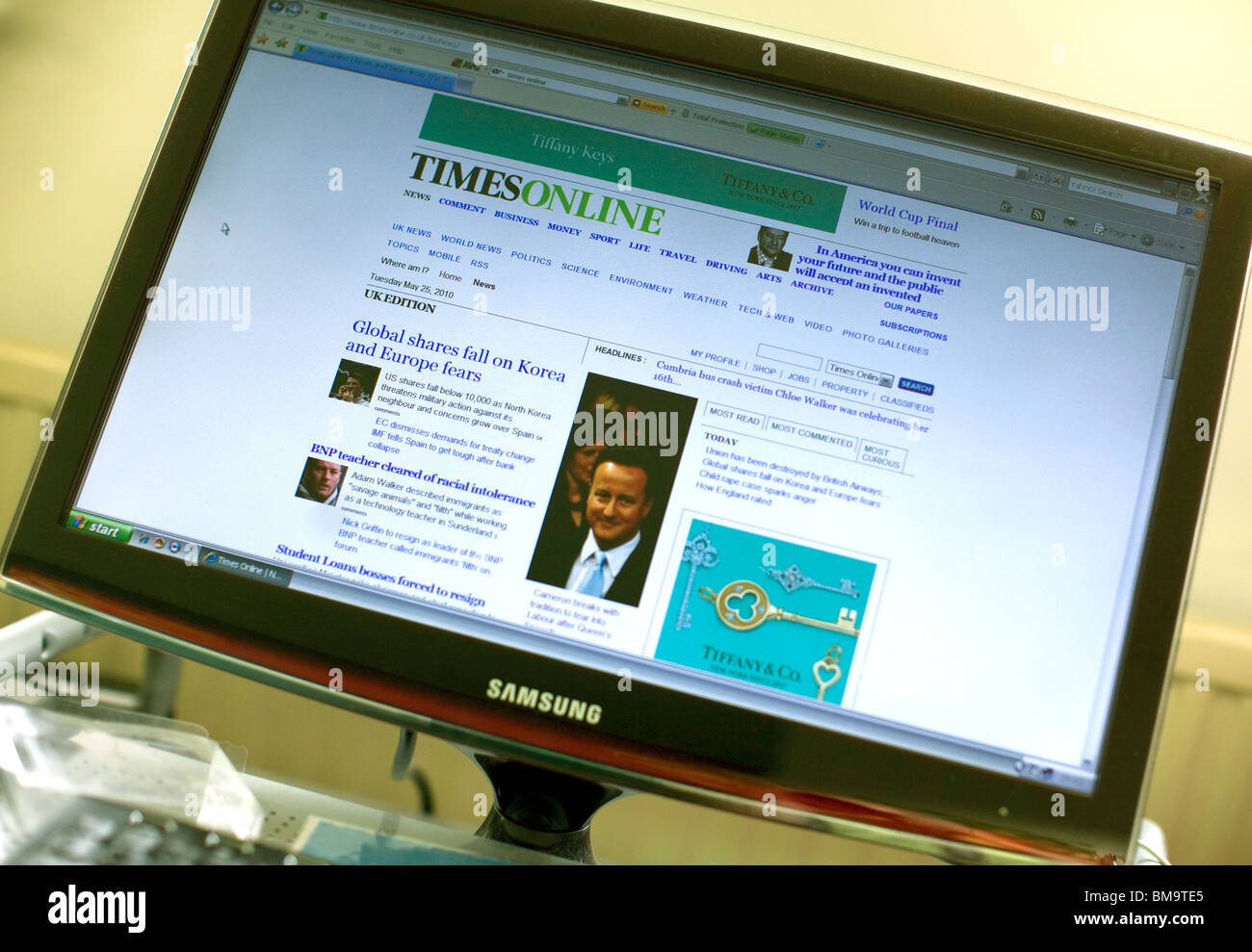 Times-Website zu starten, Gebühren für den Zugang Stockfoto